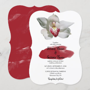 Elegant White Burgundy Orchid Wedding Invitations Kaart