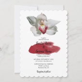 Elegant White Burgundy Orchid Wedding Invitations Kaart (Voorkant)