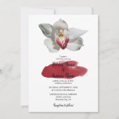 Elegant White Burgundy Orchid Wedding Invitations Kaart (Voorkant)