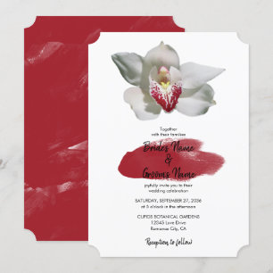 Elegant White Burgundy Orchid Wedding Invitations Kaart