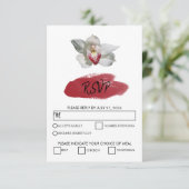 Elegant White Burgundy Orchid Wedding RSVP Kaarten (Staand voorkant)