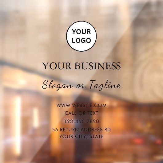 Elegant White Business| Custom Company Name & Logo Raamsticker (Vel 2)