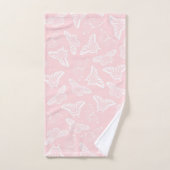Elegant White Butterflies Roze Design Bad Handdoek (Handdoek)