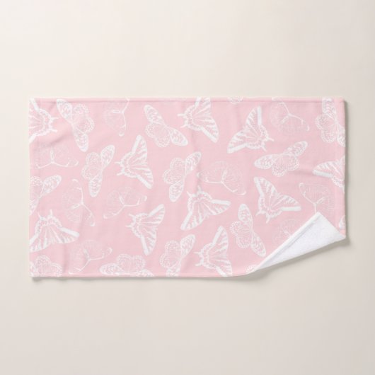 Elegant White Butterflies Roze Design Bad Handdoek (Handdoek)