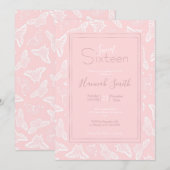 Elegant White Butterflies Roze Design Kaart (Voorkant / Achterkant)