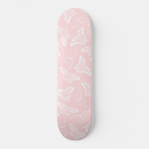 Elegant White Butterflies Roze Design Persoonlijk Skateboard