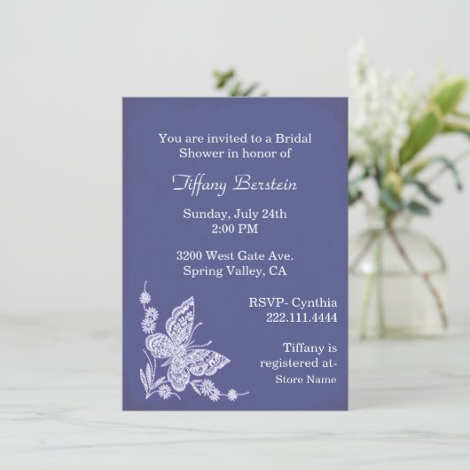 Elegant White Butterfly Bridal Shower Kaart (Staand voorkant)