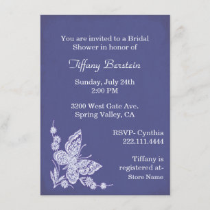Elegant White Butterfly Bridal Shower Kaart