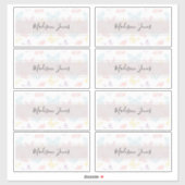 Elegant White Butterfly Pattern Kinder Name Book Sticker (Vel)