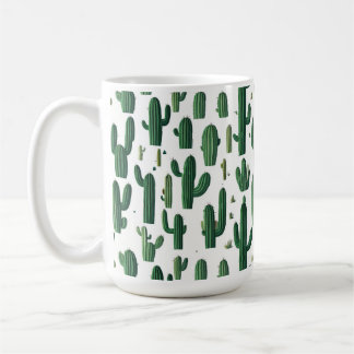 Elegant White Cactus Design Mug Koffiemok