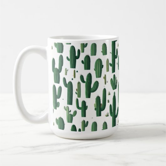Elegant White Cactus Design Mug Koffiemok (Links)