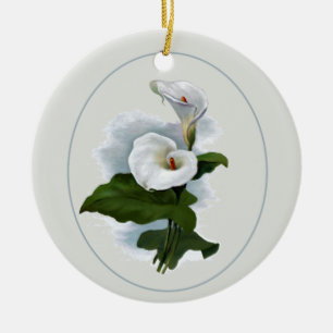 Elegant White Calla Lilies Keramisch Ornament
