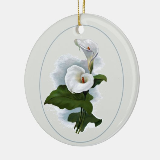 Elegant White Calla Lilies Keramisch Ornament (Links)