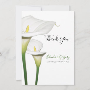 Elegant White Calla Lilies Wedding Bedankkaart