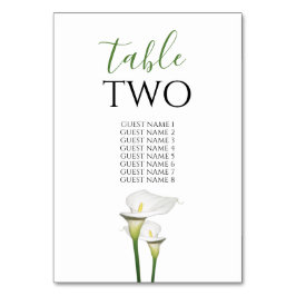 Elegant White Calla Lilies Wedding Guest Names Kaart