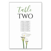 Elegant White Calla Lilies Wedding Guest Names Kaart (Achterkant)