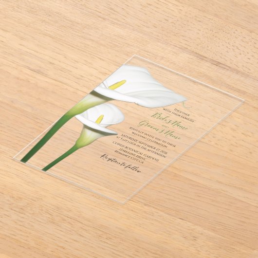 Elegant White Calla Lilies Wedding Invitations Acryl Uitnodigingen (Laagn)
