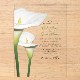 Elegant White Calla Lilies Wedding Invitations Acryl Uitnodigingen