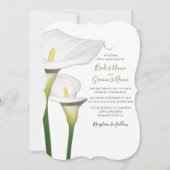 Elegant White Calla Lilies Wedding Invitations Kaart (Voorkant)