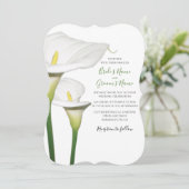 Elegant White Calla Lilies Wedding Invitations Kaart (Staand voorkant)
