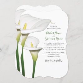 Elegant White Calla Lilies Wedding Invitations Kaart