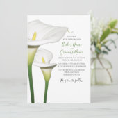 Elegant White Calla Lilies Wedding Invitations Kaart (Staand voorkant)