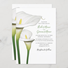 Elegant White Calla Lilies Wedding Invitations Kaart