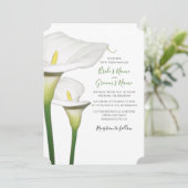 Elegant White Calla Lilies Wedding Invitations Kaart (Staand voorkant)