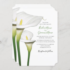 Elegant White Calla Lilies Wedding Invitations Kaart