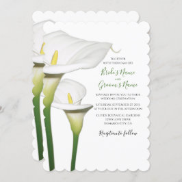 Elegant White Calla Lilies Wedding Invitations Kaart
