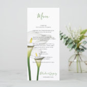 Elegant White Calla Lilies Wedding Menu (Staand voorkant)