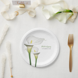 Elegant White Calla Lilies Wedding Papieren Bordje