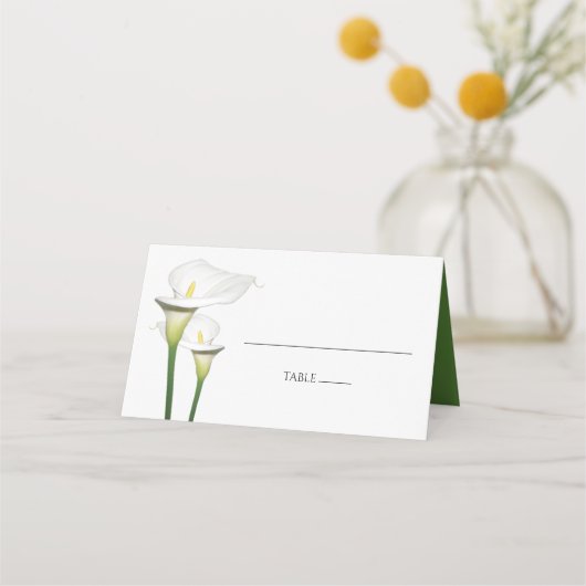 Elegant White Calla Lilies Wedding Place Card Plaatskaartje (Voorkant)