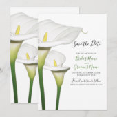 Elegant White Calla Lilies Wedding Save the Date (Voorkant / Achterkant)