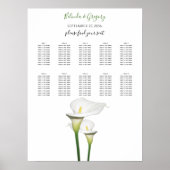 Elegant White Calla Lilies Wedding Seding Chart Poster (Voorkant)