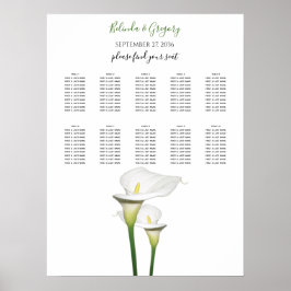 Elegant White Calla Lilies Wedding Seding Chart Poster