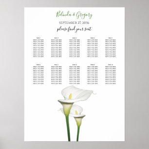 Elegant White Calla Lilies Wedding Seding Chart Poster