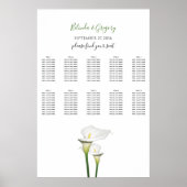 Elegant White Calla Lilies Wedding Seding Chart Poster (Voorkant)