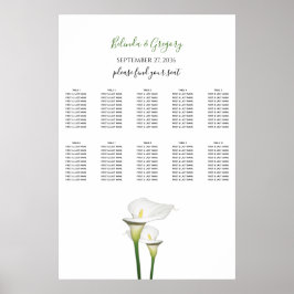 Elegant White Calla Lilies Wedding Seding Chart Poster