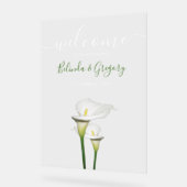 Elegant White Calla Lilies Wedding Welkomstteken Acryl Bord (Hoek)
