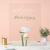 Elegant White Calla Lilies Wedding Welkomstteken Acryl Bord (Huwelijk)