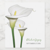 Elegant White Calla Lilies Wedding Wijn Etiket (Enkel label)