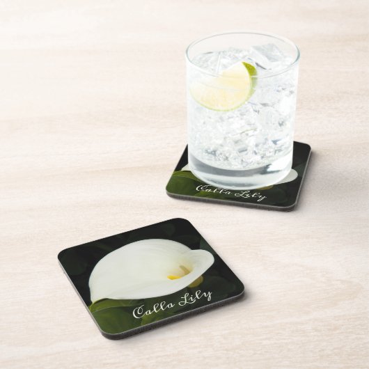 Elegant White Calla Lily Bloom Floral Bier Onderzetter (Rechterzijde)