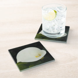 Elegant White Calla Lily Bloom Floral Glazen Onderzetter