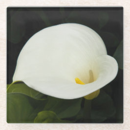 Elegant White Calla Lily Bloom Floral Glazen Onderzetter