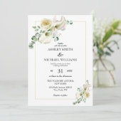 Elegant White Calla Lily & Eucalyptus Greenery Kaart (Staand voorkant)