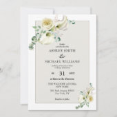 Elegant White Calla Lily & Eucalyptus Wedding Kaart (Voorkant)
