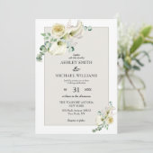 Elegant White Calla Lily & Eucalyptus Wedding Kaart (Staand voorkant)