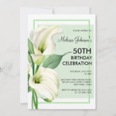 Elegant White Calla Lily Floral 50th Birthday Kaart (Voorkant)