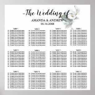 Elegant White Calla Lily Wedding Seding Chart Poster